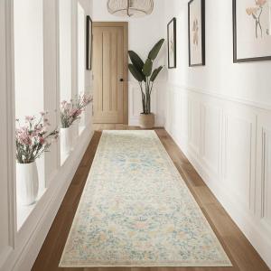 imageAMADA HOMEFURNISHING 8x10 Washable Area Rugs for Living Room NonSlip amp LowProfile Floral Large Area Rug with Durable Edge Binding Soft Rugs for Living Room Bedroom Dining RoomPink