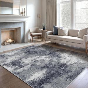 imageAMADA HOMEFURNISHING 9x12 Area Rugs for Living Room Modern Large Area Rugs with NonSlip Backing amp Low Pile Neutral Soft Washable Rug for Nursery Bedroom Dinning Room Playroom Navy BlueGrey