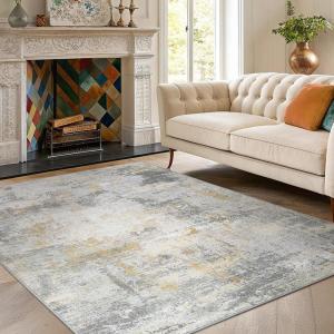 imageAMADA HOMEFURNISHING 9x12 Area Rugs for Living Room Modern Large Area Rugs with NonSlip Backing amp Low Pile Neutral Soft Washable Rug for Nursery Bedroom Dinning Room Playroom Navy BlueBeige