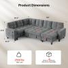 imageAMADA HOMEFURNISHING 110 Sectional Sleeper Sofa Modular Sectional Sofa with Pull Out Bed Storage USB Ports amp Cup Holders Sectional Couches for Living Room 7 Seat Chenille Cloud Couch Dark Gray  Breathable MultiZone StorageLight Grey