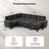 imageAMADA HOMEFURNISHING 110 Sectional Sleeper Sofa Modular Sectional Sofa with Pull Out Bed Storage USB Ports amp Cup Holders Sectional Couches for Living Room 7 Seat Chenille Cloud Couch Dark Gray  Breathable MultiZone StorageDark Grey