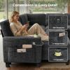 imageAMADA HOMEFURNISHING 110 Sectional Sleeper Sofa Modular Sectional Sofa with Pull Out Bed Storage USB Ports amp Cup Holders Sectional Couches for Living Room 7 Seat Chenille Cloud Couch Dark Gray  Breathable MultiZone StorageDark Grey