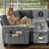 imageAMADA HOMEFURNISHING 110 Sectional Sleeper Sofa Modular Sectional Sofa with Pull Out Bed Storage USB Ports amp Cup Holders Sectional Couches for Living Room 7 Seat Chenille Cloud Couch Dark Gray  Breathable MultiZone StorageLight Grey