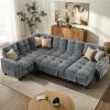 imageAMADA HOMEFURNISHING 110 Sectional Sleeper Sofa Modular Sectional Sofa with Pull Out Bed Storage USB Ports amp Cup Holders Sectional Couches for Living Room 7 Seat Chenille Cloud Couch Dark Gray  Breathable MultiZone StorageLight Grey