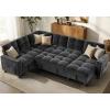 imageAMADA HOMEFURNISHING 110 Sectional Sleeper Sofa Modular Sectional Sofa with Pull Out Bed Storage USB Ports amp Cup Holders Sectional Couches for Living Room 7 Seat Chenille Cloud Couch Dark Gray  Breathable MultiZone StorageDark Grey