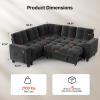 imageAMADA HOMEFURNISHING 110 Sectional Sleeper Sofa Modular Sectional Sofa with Pull Out Bed Storage USB Ports amp Cup Holders Sectional Couches for Living Room 7 Seat Chenille Cloud Couch Dark Gray  Breathable MultiZone StorageDark Grey