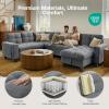 imageAMADA HOMEFURNISHING 110 Sectional Sleeper Sofa Modular Sectional Sofa with Pull Out Bed Storage USB Ports amp Cup Holders Sectional Couches for Living Room 7 Seat Chenille Cloud Couch Dark Gray  Breathable MultiZone StorageLight Grey