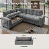 imageAMADA HOMEFURNISHING 110 Sectional Sleeper Sofa Modular Sectional Sofa with Pull Out Bed Storage USB Ports amp Cup Holders Sectional Couches for Living Room 7 Seat Chenille Cloud Couch Dark Gray  Breathable MultiZone StorageLight Grey