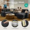 imageAMADA HOMEFURNISHING 110 Sectional Sleeper Sofa Modular Sectional Sofa with Pull Out Bed Storage USB Ports amp Cup Holders Sectional Couches for Living Room 7 Seat Chenille Cloud Couch Dark Gray  Breathable MultiZone StorageDark Grey