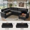 imageAMADA HOMEFURNISHING 110 Sectional Sleeper Sofa Modular Sectional Sofa with Pull Out Bed Storage USB Ports amp Cup Holders Sectional Couches for Living Room 7 Seat Chenille Cloud Couch Dark Gray  Breathable MultiZone StorageDark Grey