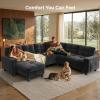 imageAMADA HOMEFURNISHING 110 Sectional Sleeper Sofa Modular Sectional Sofa with Pull Out Bed Storage USB Ports amp Cup Holders Sectional Couches for Living Room 7 Seat Chenille Cloud Couch Dark Gray  Breathable MultiZone StorageDark Grey