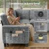 imageAMADA HOMEFURNISHING 110 Sectional Sleeper Sofa Modular Sectional Sofa with Pull Out Bed Storage USB Ports amp Cup Holders Sectional Couches for Living Room 7 Seat Chenille Cloud Couch Dark Gray  Breathable MultiZone StorageLight Grey