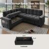imageAMADA HOMEFURNISHING 110 Sectional Sleeper Sofa Modular Sectional Sofa with Pull Out Bed Storage USB Ports amp Cup Holders Sectional Couches for Living Room 7 Seat Chenille Cloud Couch Dark Gray  Breathable MultiZone StorageDark Grey
