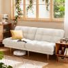 imageAMADA HOMEFURNISHING 65 Futon Sofa Bed Convertible Futon Couch with Adjustable Backrest Ergonomic Recliner Sleeper Sofa with Corduroy Fabric for Living Room Office Guest Room WhiteWhite