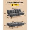 imageAMADA HOMEFURNISHING 65 Futon Sofa Bed Convertible Futon Couch with Adjustable Backrest Ergonomic Recliner Sleeper Sofa with Corduroy Fabric for Living Room Office Guest Room WhiteGrey