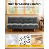 imageAMADA HOMEFURNISHING 65 Futon Sofa Bed Convertible Futon Couch with Adjustable Backrest Ergonomic Recliner Sleeper Sofa with Corduroy Fabric for Living Room Office Guest Room WhiteGrey