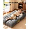 imageAMADA HOMEFURNISHING 65 Futon Sofa Bed Convertible Futon Couch with Adjustable Backrest Ergonomic Recliner Sleeper Sofa with Corduroy Fabric for Living Room Office Guest Room WhiteGrey