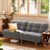 imageAMADA HOMEFURNISHING 65 Futon Sofa Bed Convertible Futon Couch with Adjustable Backrest Ergonomic Recliner Sleeper Sofa with Corduroy Fabric for Living Room Office Guest Room WhiteGrey