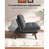 imageAmada 66 Convertible Futon Sofa Bed Corduroy Folding Futon Set with Adjustable Backrest ampArmrests Recliner Lounge for Living Room Apartment or Office Solid Wood Frame Loveseat Sofa  Grey  Corduroy