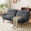 imageAmada 66 Convertible Futon Sofa Bed Corduroy Folding Futon Set with Adjustable Backrest ampArmrests Recliner Lounge for Living Room Apartment or Office Solid Wood Frame Loveseat Sofa  Grey  Corduroy