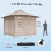 imageAmada 12x12 Pop Up Canopy  Center Lock One Push Instant Setup Wheeled Gazebo Outdoor Canopy Beach Tent with STONGo Bag 8 Stakes amp 4 Sand Bags 3Height Adjustable Shade Shelter 12x12ft Blue13x13Khaki