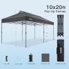 imageAmada 12x12 Pop Up Canopy  Center Lock One Push Instant Setup Wheeled Gazebo Outdoor Canopy Beach Tent with STONGo Bag 8 Stakes amp 4 Sand Bags 3Height Adjustable Shade Shelter 12x12ft Blue20x10Grey