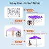 imageAmada 12x12 Pop Up Canopy  Center Lock One Push Instant Setup Wheeled Gazebo Outdoor Canopy Beach Tent with STONGo Bag 8 Stakes amp 4 Sand Bags 3Height Adjustable Shade Shelter 12x12ft BluePurple