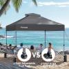 imageAmada 12x12 Pop Up Canopy  Center Lock One Push Instant Setup Wheeled Gazebo Outdoor Canopy Beach Tent with STONGo Bag 8 Stakes amp 4 Sand Bags 3Height Adjustable Shade Shelter 12x12ft BlueGray