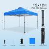imageAmada 12x12 Pop Up Canopy  Center Lock One Push Instant Setup Wheeled Gazebo Outdoor Canopy Beach Tent with STONGo Bag 8 Stakes amp 4 Sand Bags 3Height Adjustable Shade Shelter 12x12ft BlueBlue