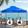 imageAmada 12x12 Pop Up Canopy  Center Lock One Push Instant Setup Wheeled Gazebo Outdoor Canopy Beach Tent with STONGo Bag 8 Stakes amp 4 Sand Bags 3Height Adjustable Shade Shelter 12x12ft BlueBlue