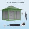 imageAmada 12x12 Pop Up Canopy  Center Lock One Push Instant Setup Wheeled Gazebo Outdoor Canopy Beach Tent with STONGo Bag 8 Stakes amp 4 Sand Bags 3Height Adjustable Shade Shelter 12x12ft Blue13x13Green