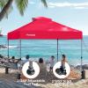 imageAmada 12x12 Pop Up Canopy  Center Lock One Push Instant Setup Wheeled Gazebo Outdoor Canopy Beach Tent with STONGo Bag 8 Stakes amp 4 Sand Bags 3Height Adjustable Shade Shelter 12x12ft BlueRed