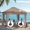 imageAmada 12x12 Pop Up Canopy  Center Lock One Push Instant Setup Wheeled Gazebo Outdoor Canopy Beach Tent with STONGo Bag 8 Stakes amp 4 Sand Bags 3Height Adjustable Shade Shelter 12x12ft Blue13x13Khaki