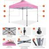 imageAmada 12x12 Pop Up Canopy  Center Lock One Push Instant Setup Wheeled Gazebo Outdoor Canopy Beach Tent with STONGo Bag 8 Stakes amp 4 Sand Bags 3Height Adjustable Shade Shelter 12x12ft BluePink
