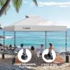 imageAmada 12x12 Pop Up Canopy  Center Lock One Push Instant Setup Wheeled Gazebo Outdoor Canopy Beach Tent with STONGo Bag 8 Stakes amp 4 Sand Bags 3Height Adjustable Shade Shelter 12x12ft BlueWhite