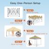 imageAmada 12x12 Pop Up Canopy  Center Lock One Push Instant Setup Wheeled Gazebo Outdoor Canopy Beach Tent with STONGo Bag 8 Stakes amp 4 Sand Bags 3Height Adjustable Shade Shelter 12x12ft BlueKhaki