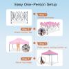 imageAmada 12x12 Pop Up Canopy  Center Lock One Push Instant Setup Wheeled Gazebo Outdoor Canopy Beach Tent with STONGo Bag 8 Stakes amp 4 Sand Bags 3Height Adjustable Shade Shelter 12x12ft BluePink