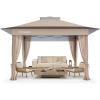 imageAmada 12x12 Pop Up Canopy  Center Lock One Push Instant Setup Wheeled Gazebo Outdoor Canopy Beach Tent with STONGo Bag 8 Stakes amp 4 Sand Bags 3Height Adjustable Shade Shelter 12x12ft Blue13x13Khaki