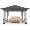 imageAmada 12x12 Pop Up Canopy  Center Lock One Push Instant Setup Wheeled Gazebo Outdoor Canopy Beach Tent with STONGo Bag 8 Stakes amp 4 Sand Bags 3Height Adjustable Shade Shelter 12x12ft Blue13x13Grey