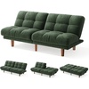 image:imageAMADA HOMEFURNISHING 65 Loveseat Sofa Convertible Futon Couch with Adjustable Backrest Ergonomic Sleeper Sofa Bed Recliner with Corduroy Fabric for Apartment Living Room Office WhiteGreen