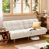 image:imageAMADA HOMEFURNISHING 65 Loveseat Sofa Convertible Futon Couch with Adjustable Backrest Ergonomic Sleeper Sofa Bed Recliner with Corduroy Fabric for Apartment Living Room Office WhiteWhite