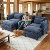 image:imageAmada U Shaped Modular Sectional Sofa 1106 Cloud Couch with Deep Seat and Chenille Fabric 5 Seater Comfy Modular Couch with 2 Movable Ottomans amp Throw Pillows for Living Room Apartment BlueBlue
