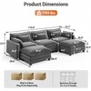 image:imageAmada U Shaped Modular Sectional Sofa 1106 Cloud Couch with Deep Seat and Chenille Fabric 5 Seater Comfy Modular Couch with 2 Movable Ottomans amp Throw Pillows for Living Room Apartment BlueGrey