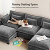 image:imageAmada U Shaped Modular Sectional Sofa 1106 Cloud Couch with Deep Seat and Chenille Fabric 5 Seater Comfy Modular Couch with 2 Movable Ottomans amp Throw Pillows for Living Room Apartment BlueGrey