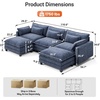image:imageAmada U Shaped Modular Sectional Sofa 1106 Cloud Couch with Deep Seat and Chenille Fabric 5 Seater Comfy Modular Couch with 2 Movable Ottomans amp Throw Pillows for Living Room Apartment BlueBlue