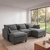 image:imageAmada U Shaped Modular Sectional Sofa 1106 Cloud Couch with Deep Seat and Chenille Fabric 5 Seater Comfy Modular Couch with 2 Movable Ottomans amp Throw Pillows for Living Room Apartment BlueGrey