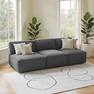 image:imageAmada Modular Sofa Corduroy Cloud Couch with Deep Seats amp High Back Upholstered 3Seater Couches for Living Room Bedroom No Assembly Required GreyGrey