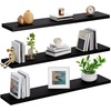 image:imageAMADA HOMEFURNISHING 354 L Floating Shelves Wall Shelves Set of 3 for BathroomLiving RoomBedroomKitchen Floating Shelves for Wall Decor with Invisible Brackets  AMFS45VBlack
