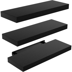 image:imageAMADA HOMEFURNISHING 354 L Floating Shelves Wall Shelves Set of 3 for BathroomLiving RoomBedroomKitchen Floating Shelves for Wall Decor with Invisible Brackets  AMFS45VBlack