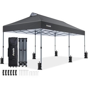 image:imageAmada 13x13 Pop Up Outdoor Gazebos on Clearance for Backyard amp Patio Furniture with Wheeled STONGo Cover Bag Carpa Pop Up Tent with Shelter Mosquito for Patio Lawn Garden1313ft GreenDark Grey 20x10ft